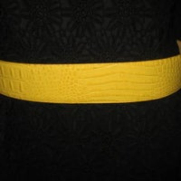 ❤️W KLEINBERG AMERICA Yellow Croc Gator Embossed Belt Sz Medium New main image 6